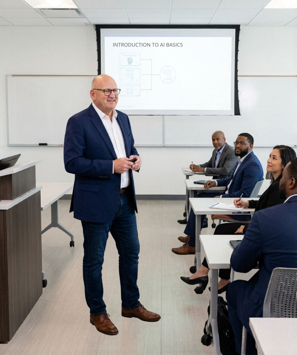 Chuck Rayman leading an AI workshop