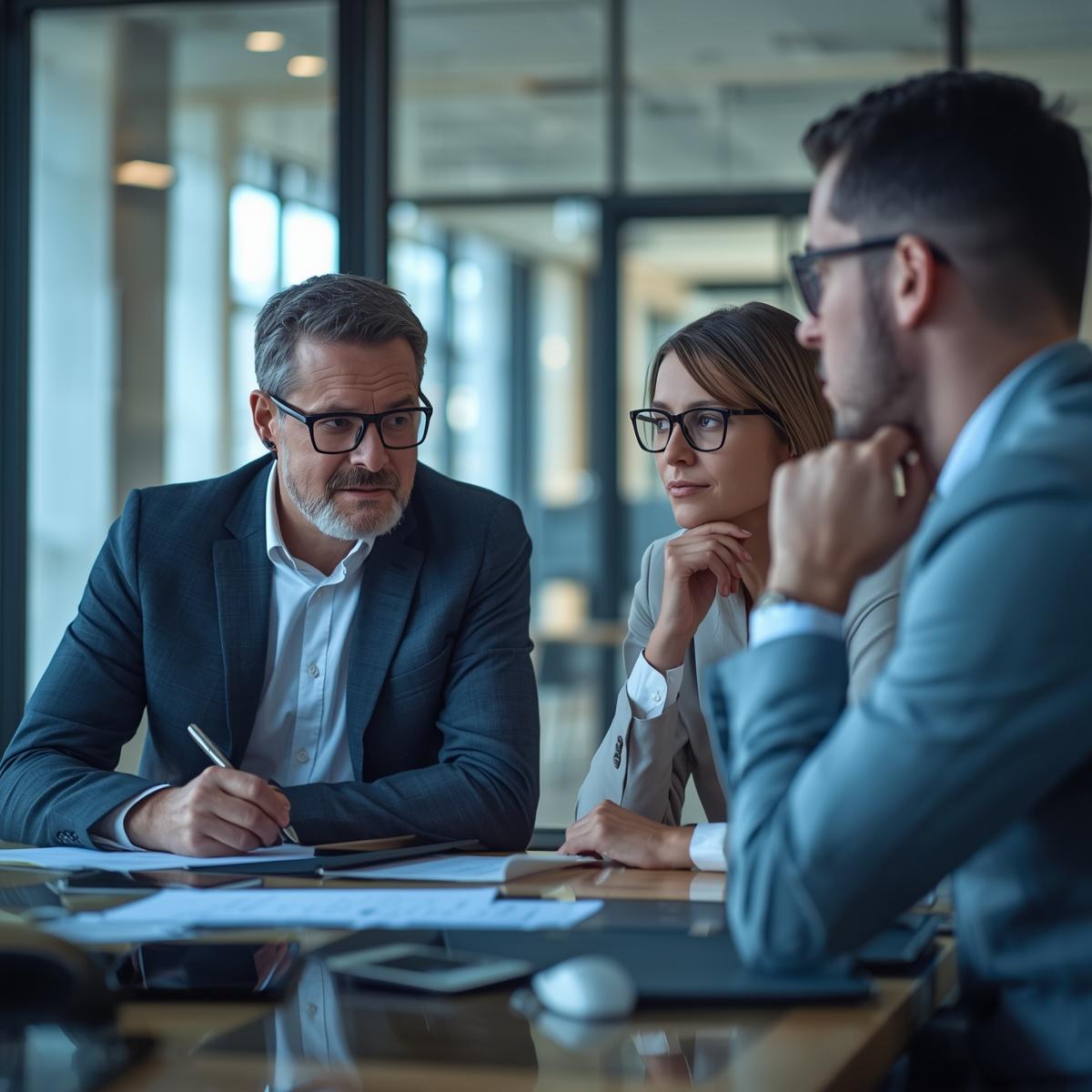 Business owner reviewing AI decisions with an advisor
